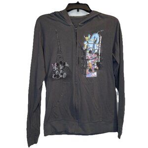 Disney Epcot World Showcase PARIS Gray Hooded Jacket Top Sz S Eiffel Tower